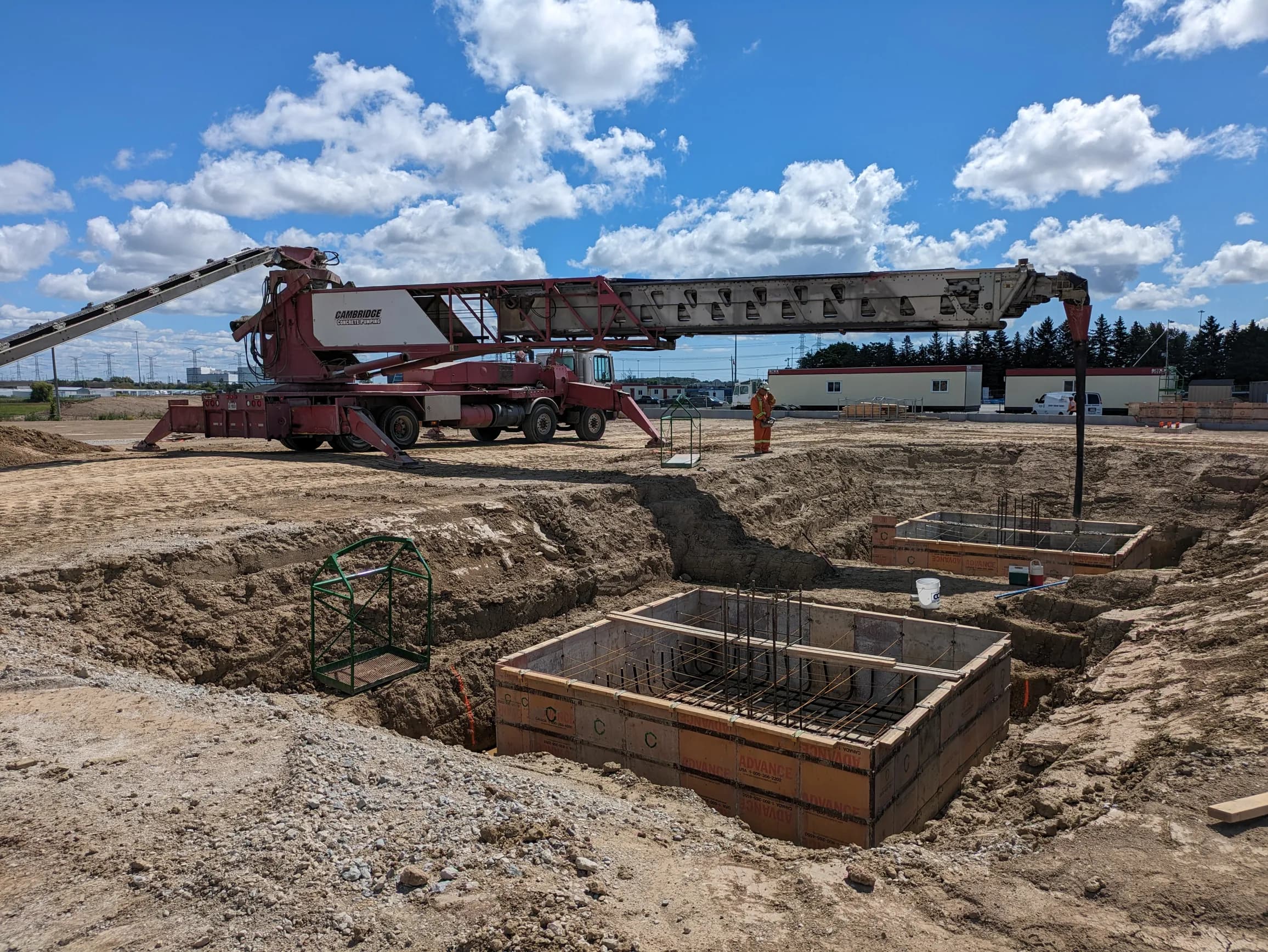 Commercial foundation with pump truck